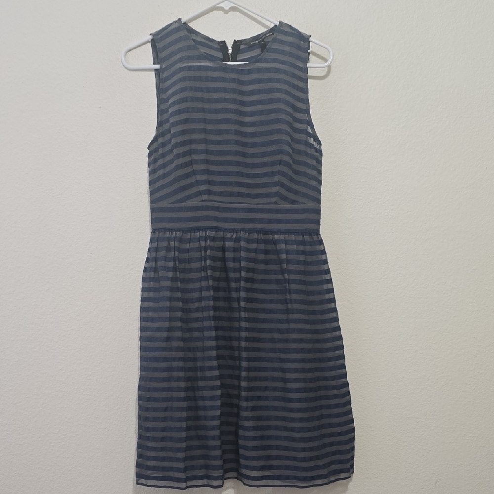 W118 by Walter Baker Navy and Charcoal Striped Top S